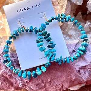 NWT Chan Luu Beaded Turquoise Hoop Earrings